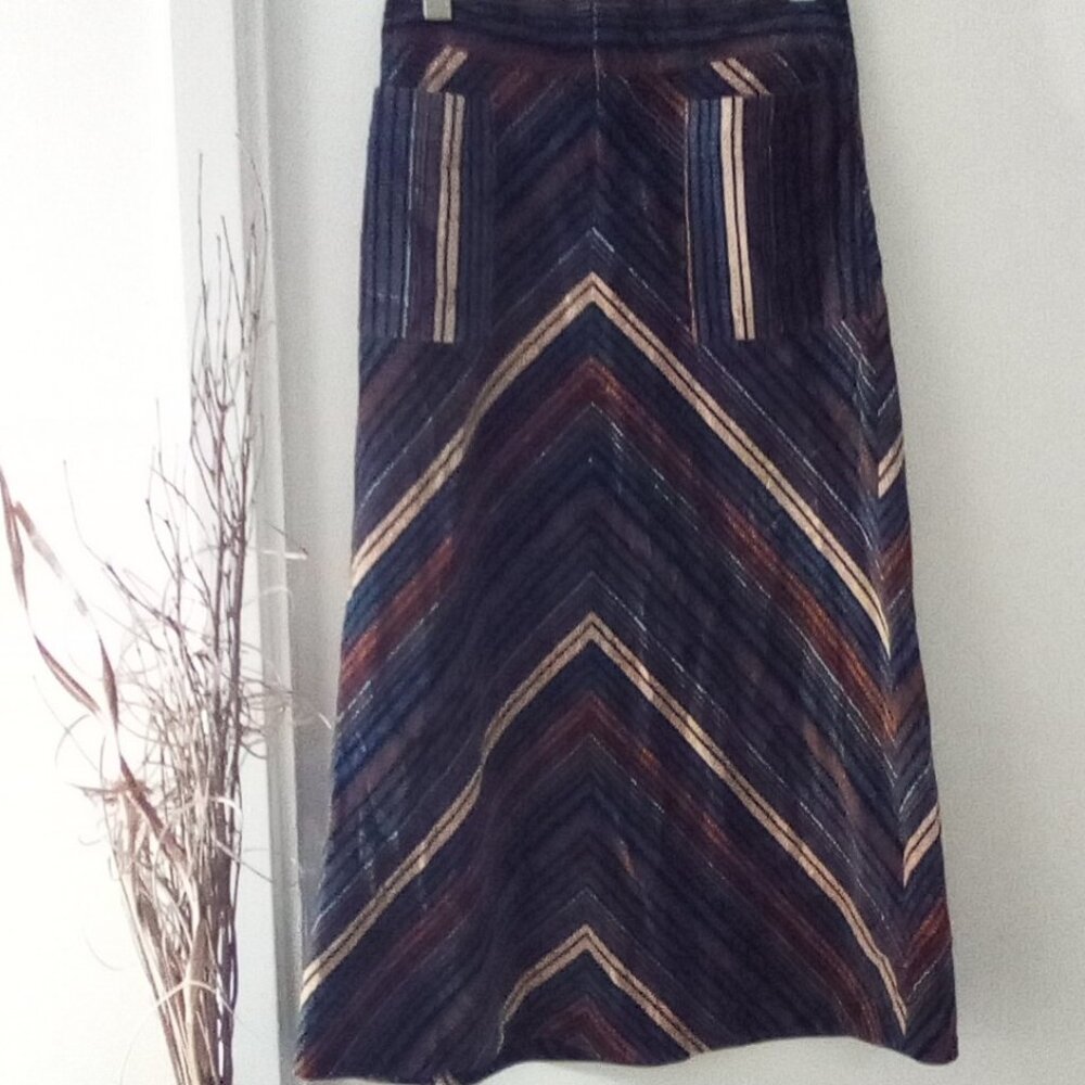 Marc  Jacobs Velvet Chevron Multi Color Striped Skirt Size 4 - Picture 5 of 8